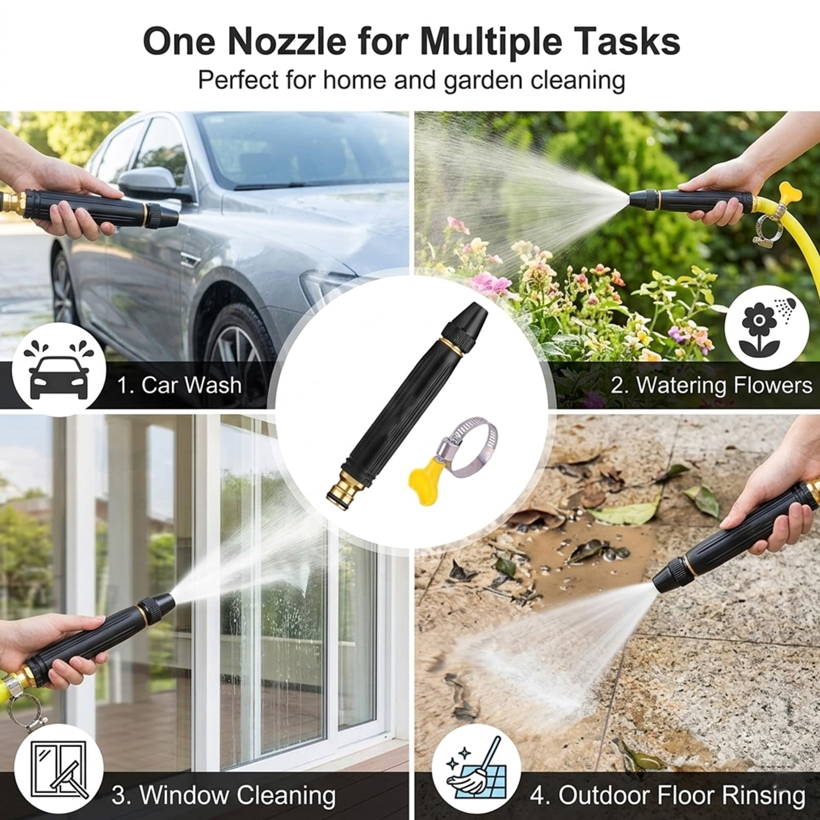 Home high-Pressure car wash Water Gun with Booster Nozzle, Upgraded Car Wash Water Gun Garden Hose Sprayer, for Watering Plants and Vegetables, and Car Washing