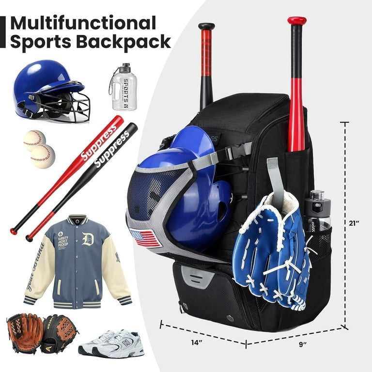 Softball Bag Softball Bat Bag For Youth Adults Baseball Bag with Fence Hook for TBall Bat Equipment Lightweight Baseball Bat Backpack with Shoe Compartment Large Main Compartment for Helmet Walmart ...