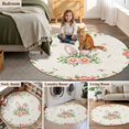 thumbnail image 5 of Pink Floral Easter Round Area Rug 4Ft Washable Circle Rugs for Bedroom Dining Room, Spring Flowers Elegant Pastoral Non-Slip Carpet Floor Mats Indoor Outdoor Carpet Runner Aesthetic Home Decor, 5 of 8