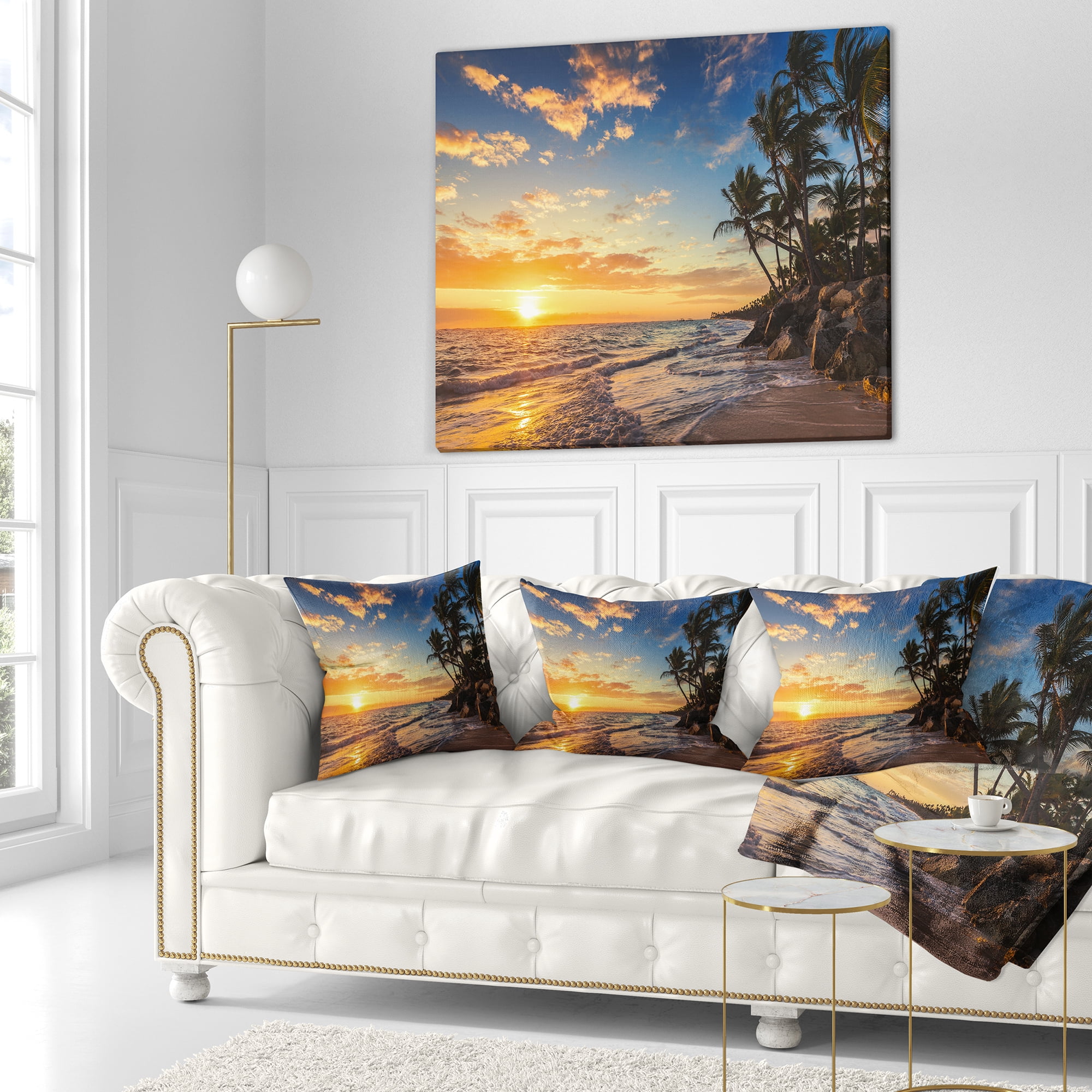 Designart 16" x 16" Blue Polyester Throw Pillow