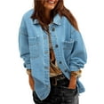 thumbnail image 3 of Chaqueta Vaquera de Mujer Oversize Estilo Boyfriend con Botones, Larga y Abertura Lateral. Chaqueta Vaquera Zimbaplatinum. Azul M, 3 of 9
