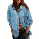 thumbnail image 3 of Chaqueta Vaquera de Mujer Oversize Estilo Boyfriend con Botones, Larga y Abertura Lateral. Chaqueta Vaquera Zimbaplatinum. Azul L, 3 of 9