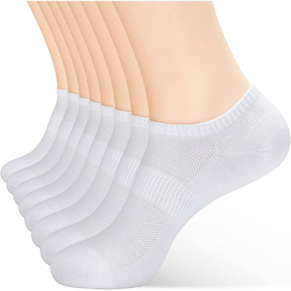 8 Pairs Ankle Socks Women's and Men - Soft Thin Cotton Athletic Running Low Cut No Show Summer Socks 8 Pairs 8white 7-9
