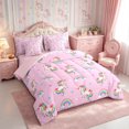 thumbnail image 2 of Manfei Kawaii Unicorn 7-Piece Twin Bedding,Dreamy Rainbow Animal Bedding Comforter Set,Reversible, 2 of 6