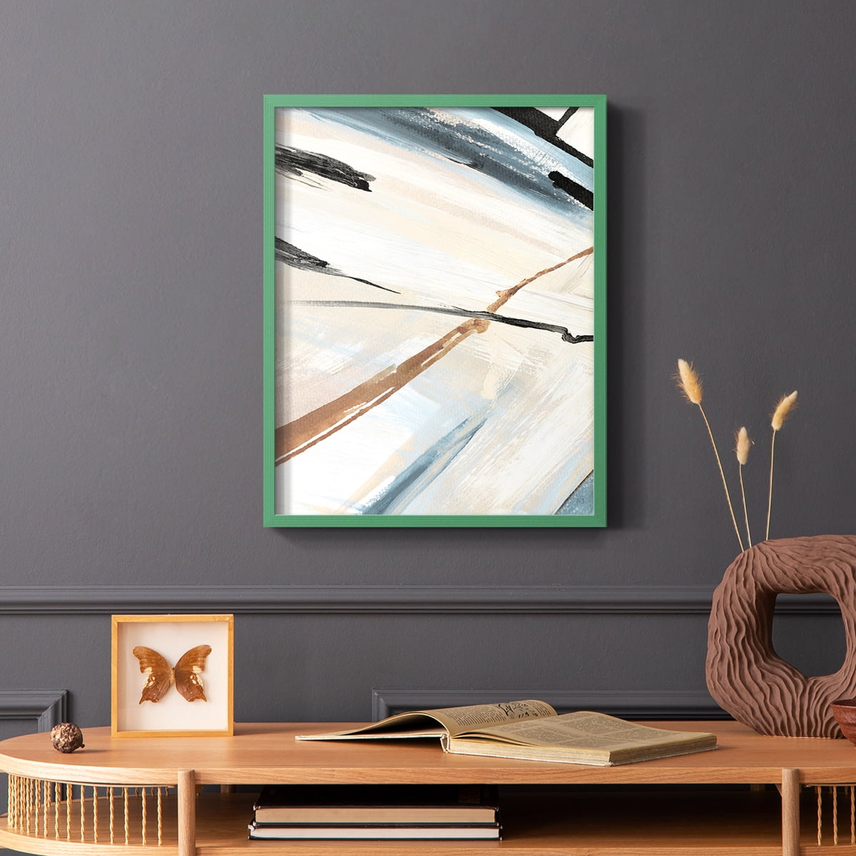 Dancing Wind Revisit II Framed Print in Green Solid Wood Framed Print No Nail Hanging
