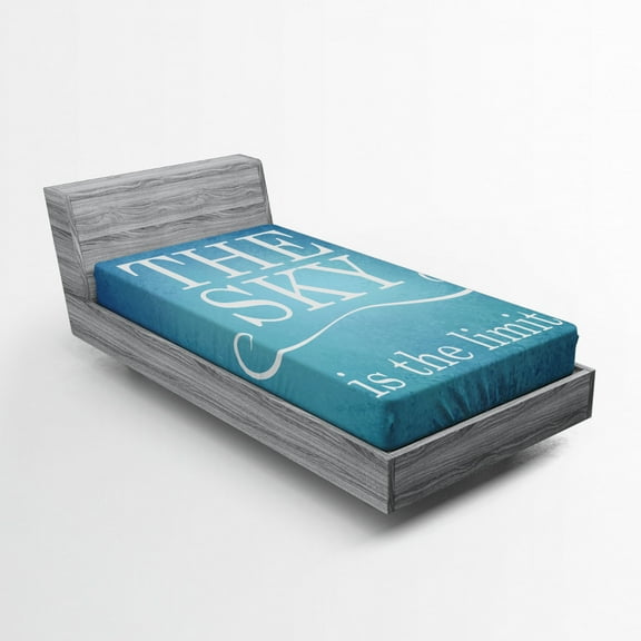 Ambesonne Blue White Fitted Sheet, Typography Message, Twin XL Size, Blue White