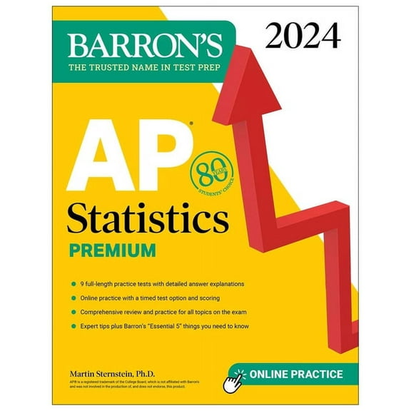 Barron's AP Prep AP Statistics Premium, 2024: 9 Practice Tests   Comprehensive Review   Online Practice, (Paperback)
