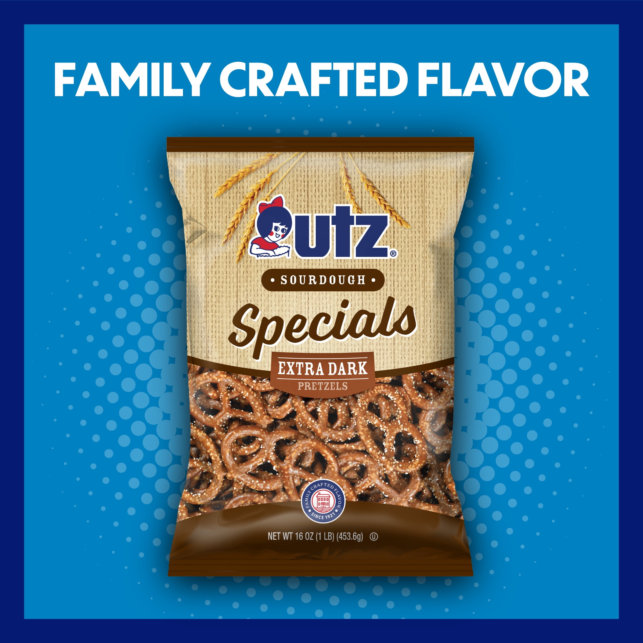(3 pack) Utz Sourdough Special Extra Dark Pretzels, 16 oz Bag