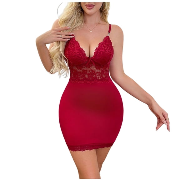 Tnhcen Women's Lace Cami Adjustable Spaghetti Straps Nightgown Sleep Dress Plus Size Lingerie Pajama Home Wear Comfy Stretchy Sleepwear S-XL
