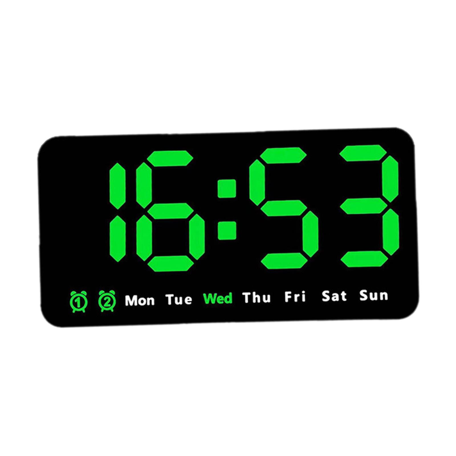 WLPZXP Digital Clock Desk Calendar Temperature Large Display LED Alarm Clock Wall Clock Green