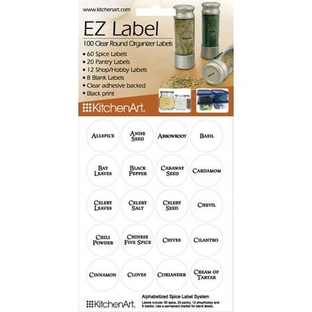 100 clear round spice pantry labels clear with black lettering