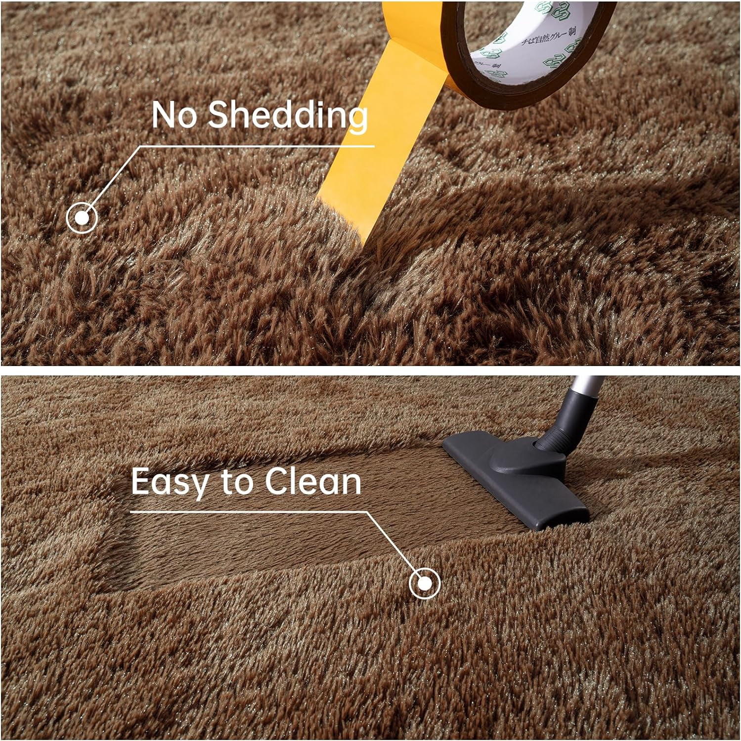 Softlife Soft Rug Living Room Fluffy Rugs for Dorm Room Cute Plush Carpet Bedroom,9' x 12',Brown