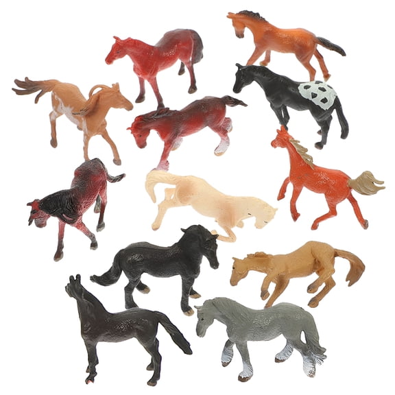 BESTSKY 2026 New 12 Pcs Decor Toys Plastic Horses Figures Animal Ornament Model Adorable Figurine Decorative Figurines Mini Child,For Playtime,Education,Party Decorations,Collectibles,Room Decor.