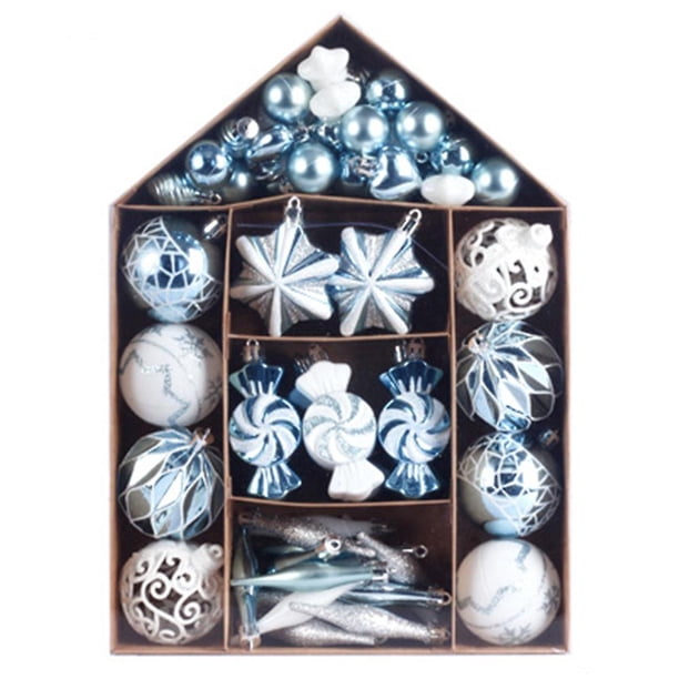 Juego de adornos de bolas de Navidad, decoración navideña para árbol, paquete de regalo de bolas de Navidad pintadas, 73 Uds.