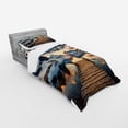 thumbnail image 2 of Ambesonne Lake Bedding Set 3 Pcs, Sunset Mountains Pier Paisley, Twin, Slate Blue and Peach, 2 of 2