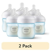 (2 pack) Philips Avent Natural Baby Bottle with Natural Response Nipple, Blue, 4oz, 3pk, SCY900/23
