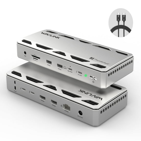 WAVLINK Thunderbolt 5 Dock Station, 12-in-1 Hub with 6K/8K Display, 140W Charging for Mac & Windows Laptops, 80Gbps USB-C, 10Gbps USB-A