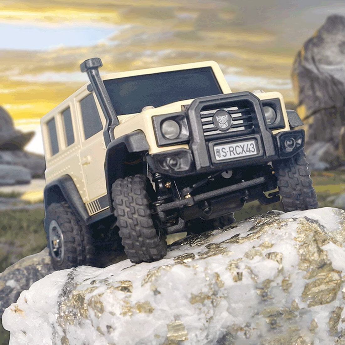 X43 1/43 Scale Mini Remote Control Car, 2.4G RWD Full Ratio Synchronized Remote Control RC Rock Crawler with Metal Gears, Independent Suspension & Linkage Lights for Teens & Adults - RTR
