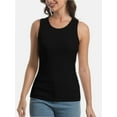 thumbnail image 3 of 3-pack Black Women Tank Tops Summer Sleeveless Basic Cami Top Shirt Slim Racerback Blouses, 3 of 7