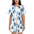 thumbnail image 1 of Fotbe Penguin Winter Fun Conjunto de Pijama Estampado para Mujer, 2 Piezas, Ropa de Dormir con Camiseta de Manga Corta y Shorts Suaves-3X-Large, 1 of 6