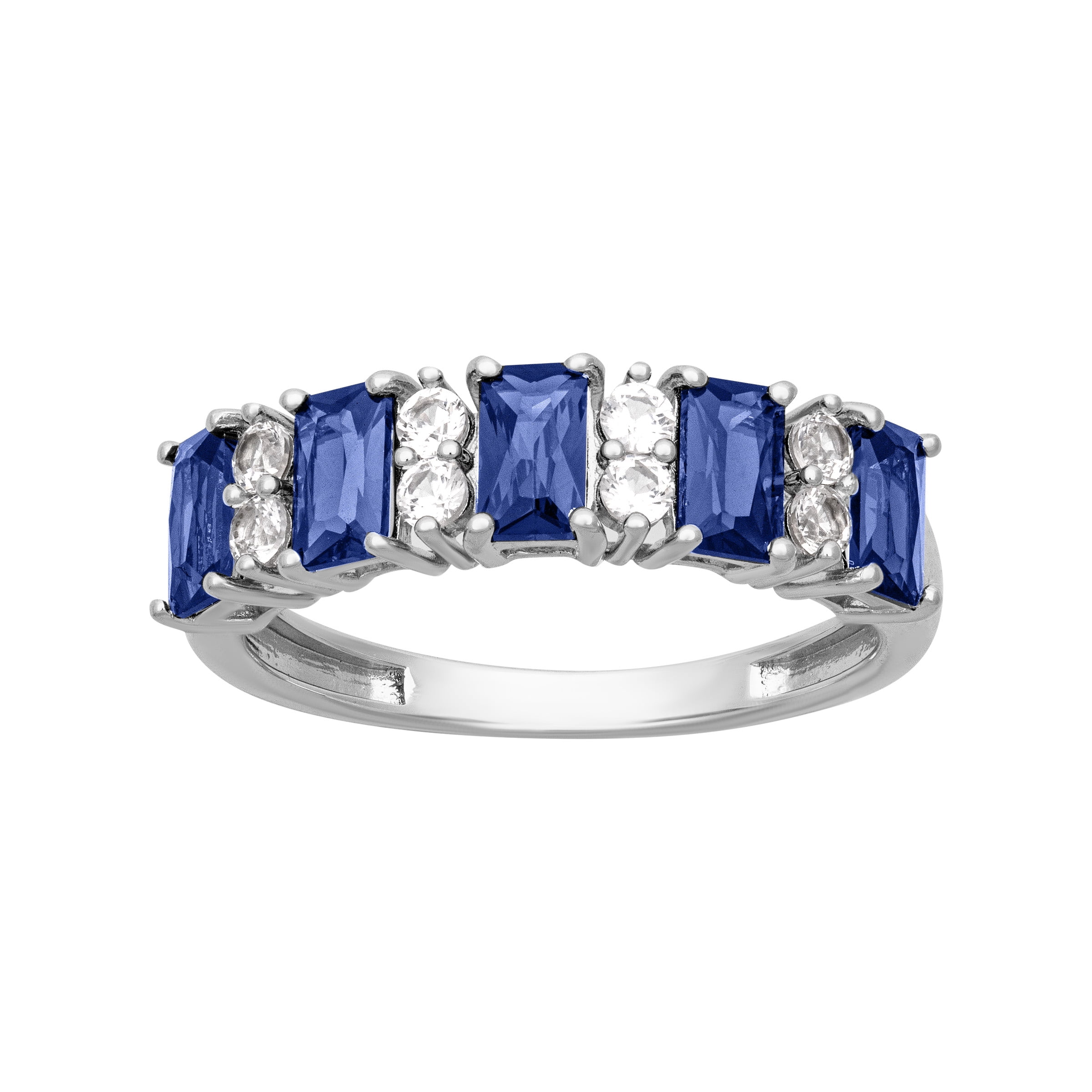 Keepsake 2 5/8 Carat TGW Created Blue & White Sapphire "Iris Gem" Women's Band in Sterling Silver