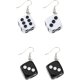 thumbnail image 1 of 2 pendientes de dados dobles pendientes minimalistas de baile disco punk resina negro blanco cubo dados casino pendientes divertidos geométricos 3d dados pendientes señoras niñas joyería de fiesta TUNC Sencillez, 1 of 5