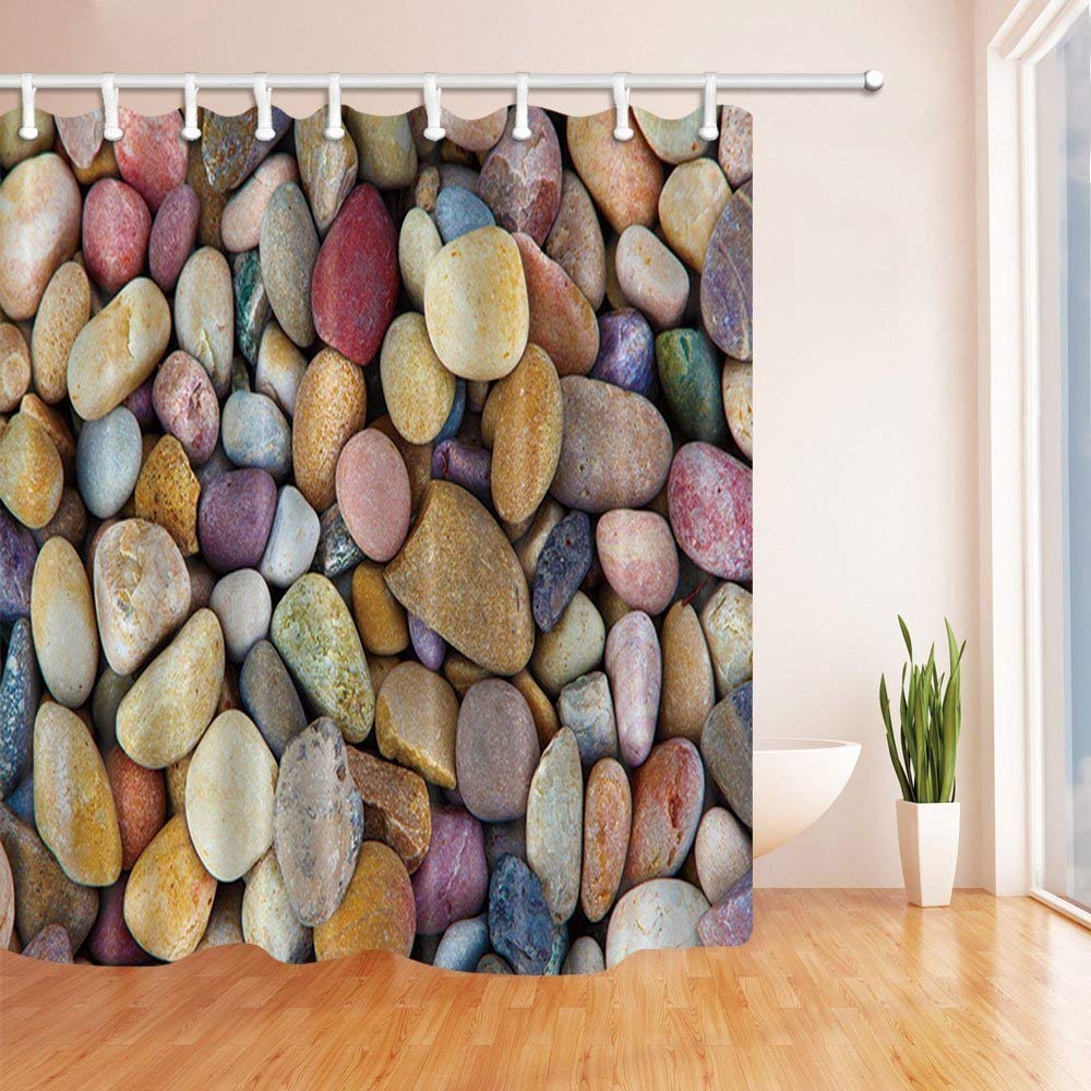 BPBOP Abstract Colored Pebbles Vector Picture Polyester Fabric Bath
