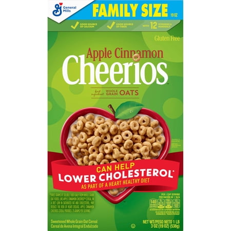 3 Pack of General Mills Apple Cinnamon Cheerios – Family Size – 19 oz (Packaging Varies)