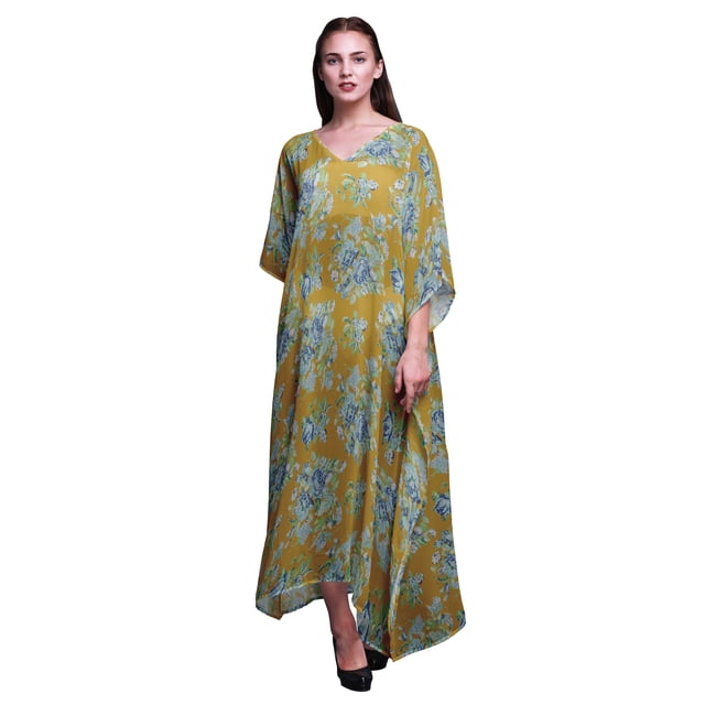 Bimba Kaftan de Plage Floral, Paréo de Bikini, Robe Maxi pour Femmes, Long Caftan-TG-3X
