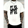 thumbnail image 1 of Camiseta gráfica roja para hombre "IT IS WHAT IT IS": camiseta informal de manga corta con estampado llamativo, cuello redondo de corte regular, lavable a máquina, cómoda para todas las estaciones, co, 1 of 7