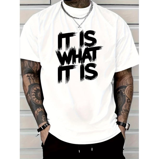 iT iS WHaT iT iS Men's Red Graphic T-Shirt - Casual Short Sleeve Tee with Bold Statement Print, Regular Fit Round Neck, Machine Washable all-Season Comfort, Simple Fit Shirt, easy Care Top