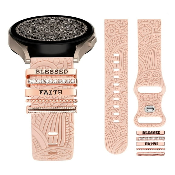 TOYOUTHS Ornate Silicone Samsung Galaxy Watch 6 Watch Band, 20mm