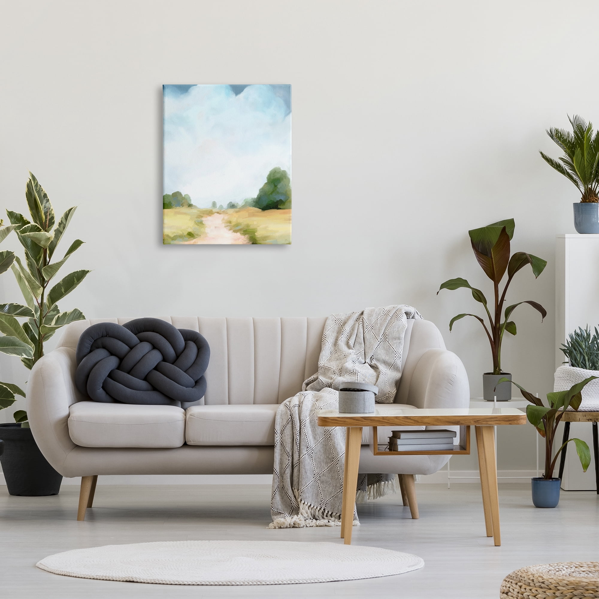 Stupell Industries Rural Country Path Abstract Trees Puffy Clouds Painting Gallery Wrapped Canvas Print Wall Art, Design by Amy Hall