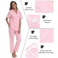 thumbnail image 3 of MAYFISH 100% Cotton Women's Pajamas Sets Button Down Sleepwear Short Sleeve with Long Pants Lounge Pj set(Pink, M), 3 of 5