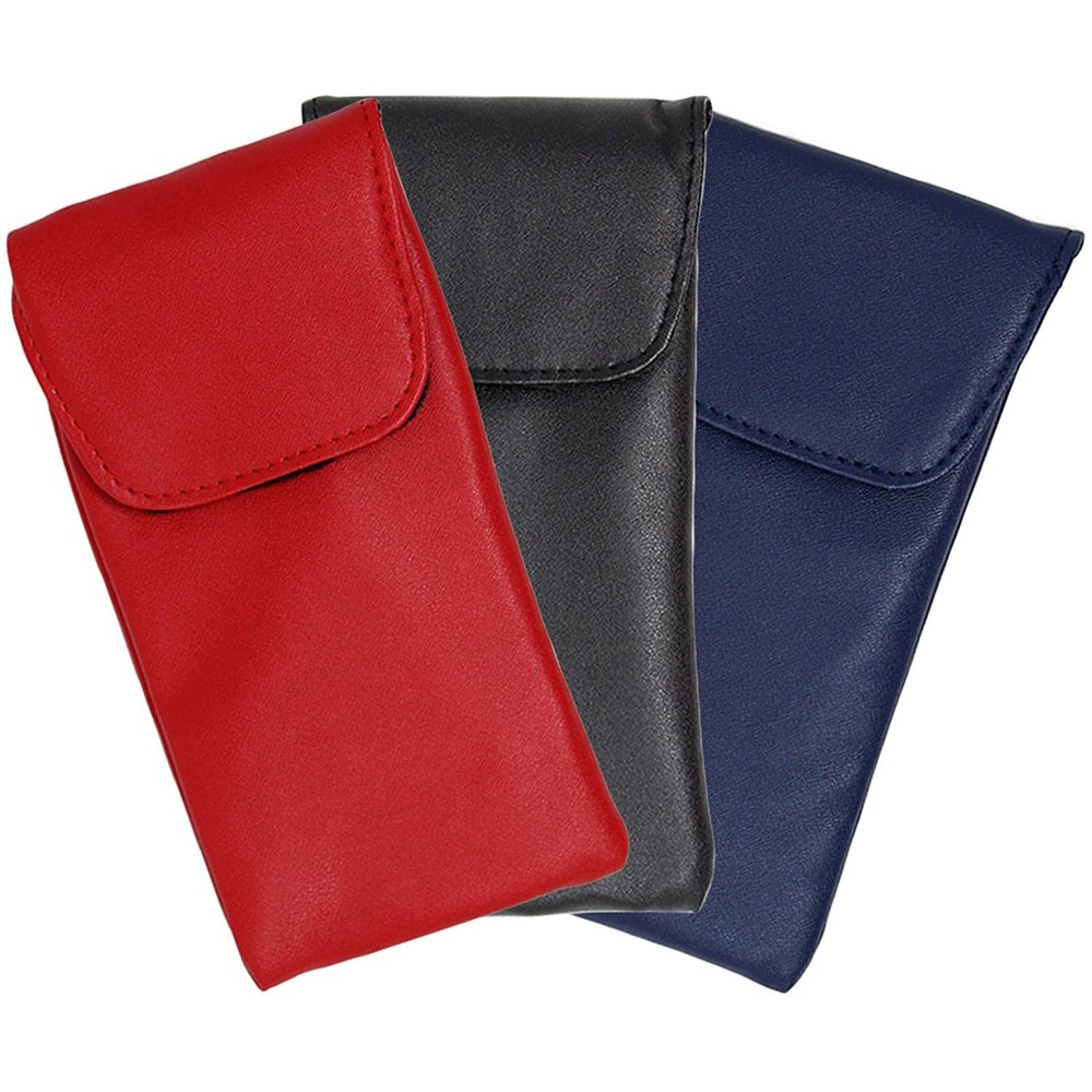 3 Pack Eyeglass Case Top Closure, Slip In Eyeglass Case Soft Faux
