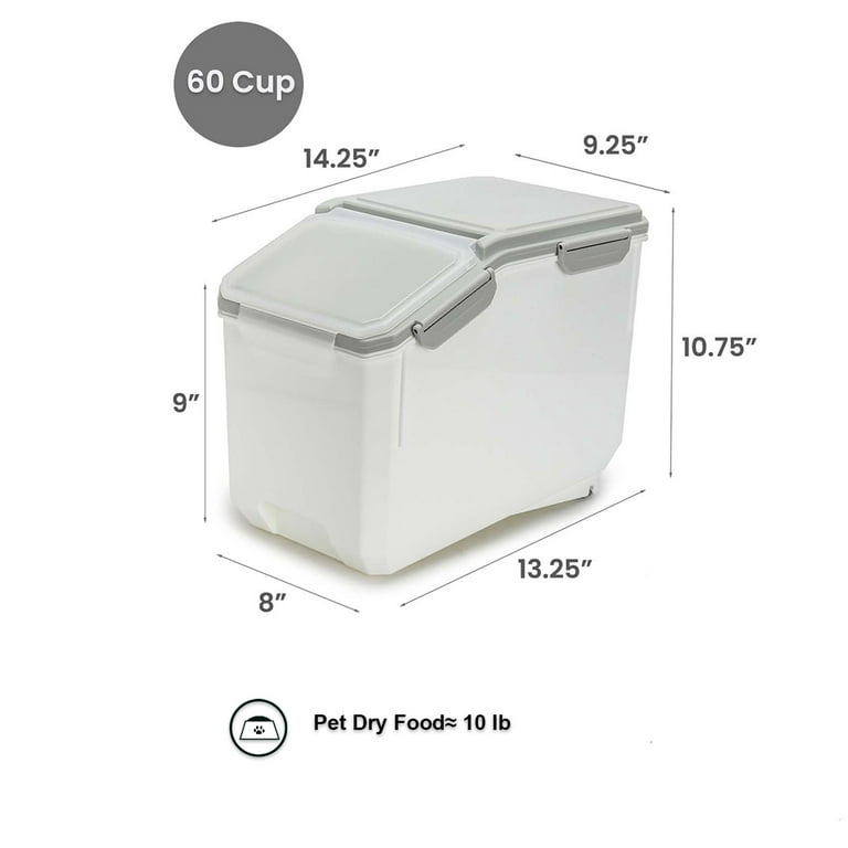 HANAMYA 10 Liter / 20 lbs Rice Storage Container with Measuring Cup, BPA  free, For Rice | Grain | Pet Food | Flour, 1 count, Clear