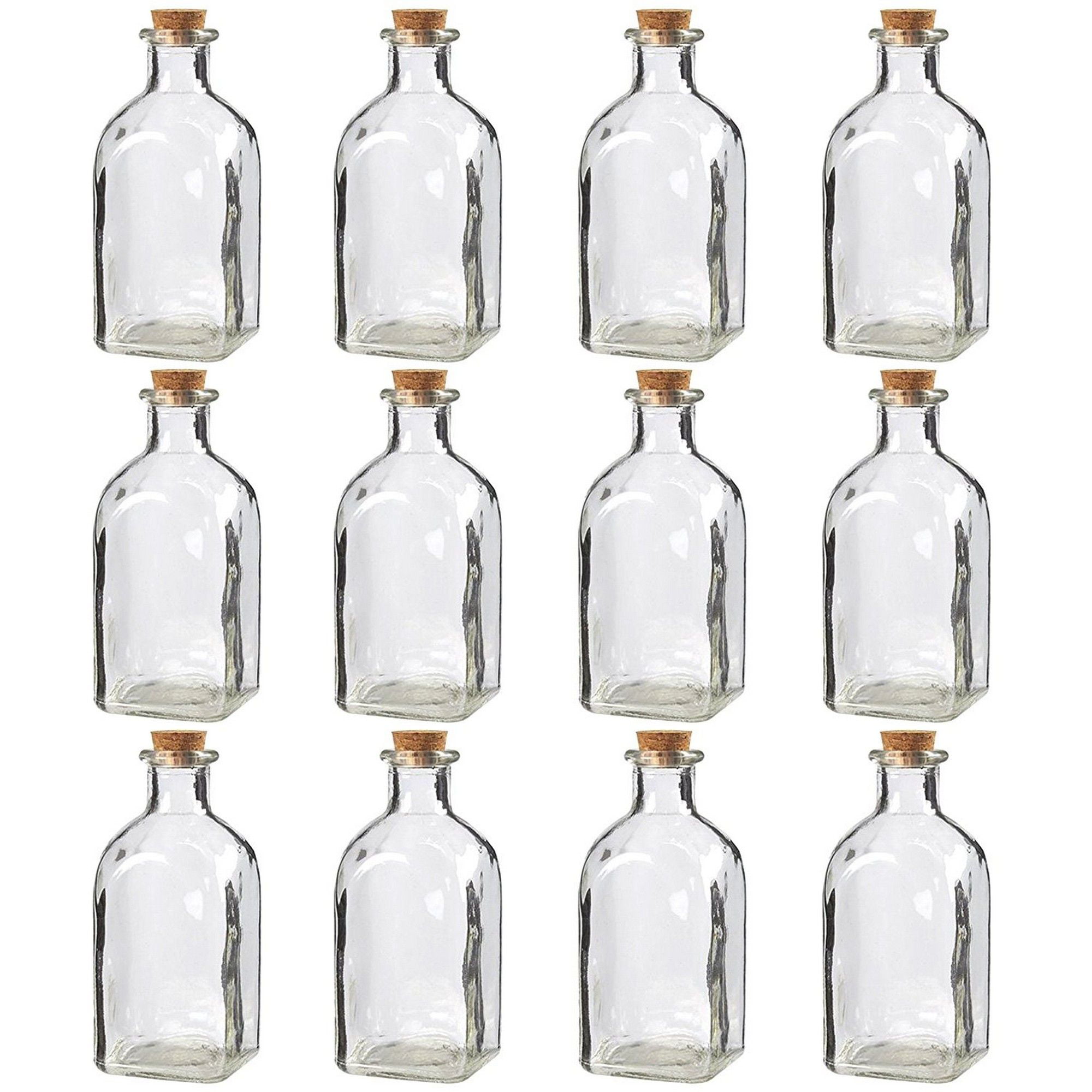 Clear Glass Bottles with Cork Lids- 12 Pack Of Small Transparent Jars ...