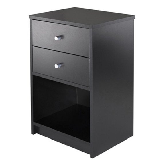 Contemporary Home Living 23.75” Black Ava Wood Accent Table with 2 - Drawers
