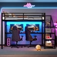 thumbnail image 4 of Harper & Bright Designs Full Size Metal Loft Bed with Desk and Storage Stairs, Loft Bed Frame with LED Lights and USB Ports for Boys and Girls, White, 4 of 11