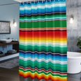thumbnail image 6 of Colorful Stripes Shower Curtain, Modern Abstract Blue Green Red Yellow Mexican Stripes Waterproof Shower Curtain Set with 12 Hooks Lightweight Bath Curtains Fabric Bathroom Decor 72x84 Inches, 6 of 9
