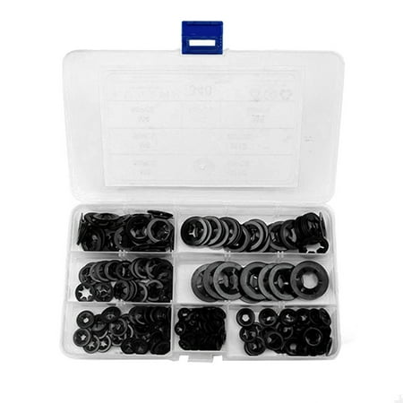 

340PCS M3M4M M6M8M10M12 Hole Retain Ring Bear Clip 65 Mn Steel Star Lock Locking Washer Assortment Kit