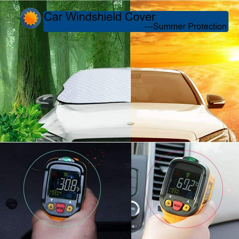 Hometimes Car Windshield Cover, Heavy Duty Ultra Thick Protective Windscreen Cover - Snow Ice Frost Sun UV Dust Water Resistent - Pefect Fit for Cars