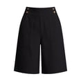 thumbnail image 4 of Only Moment Womens Lightweight Shorts Bamboo Nodes Cotton Hiking Cargo Bermuda Shorts Lightweight Knee Length Capris for Summer Travel Fishing Biker Shorts Black,XL, 4 of 7