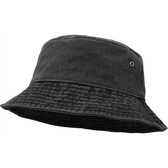 YooGuoGuo Bucket Hat, Wide Brim Washed Denim Cotton Outdoor Sun Hat Flat Top Cap for Fishing Hiking Beach Sports