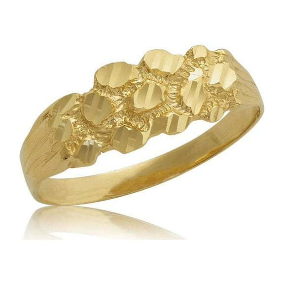 LoveBling Men's 10K Yellow Gold Slim Nugget Ring (12)
