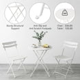 thumbnail image 6 of YUSAZENS 3-Piece Folding Patio Bistro Set, Table & 2 Chairs, No Assembly Required, Indoor/Outdoor Furniture for Balcony, Yard, Garden, White, 6 of 7