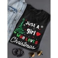 thumbnail image 3 of Just Girl Who Loves Christmas Women T-Shirt, Female Medium, 3 of 4