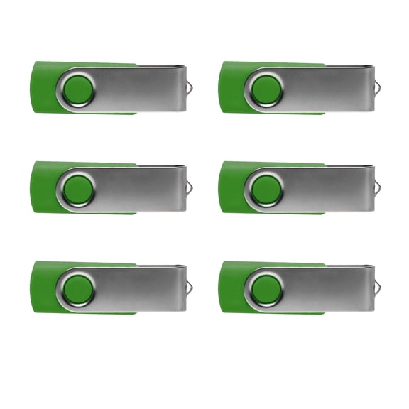 6 Swivel USB Flash Drives Pack, 8GB - Pocket size, Long Data Retention - Green