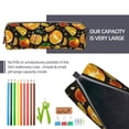 thumbnail image 5 of Cauagu Tangerine Print Leather Pencil Pen Case - Stationery Bag Portable Stationery Bag Big Capacity Pencil Pouch Cosmetic Organizer Bag for Men & Women, 5 of 7