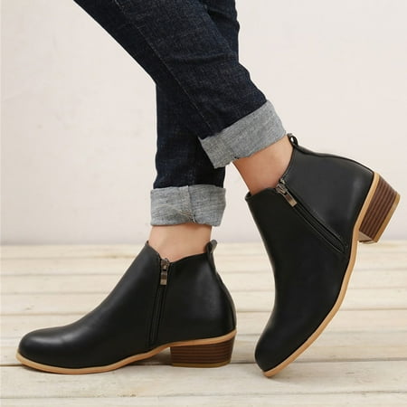 

Christmas Fashion Autumn Women Ankle Boots Heel Low Heel Side Zipper Leopard Print Casual Comfortable